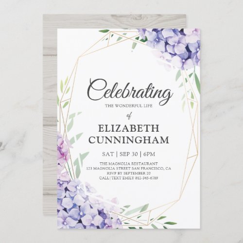 Celebration of Life Floral Flower Geometric Woodsy Invitation