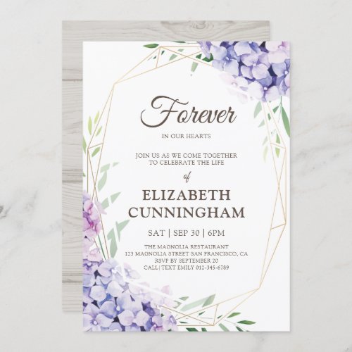 Celebration of Life Floral Flower Geometric Woodsy Invitation