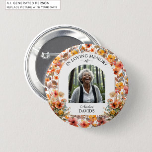 Celebration Of Life Floral Funeral Keepsake Button