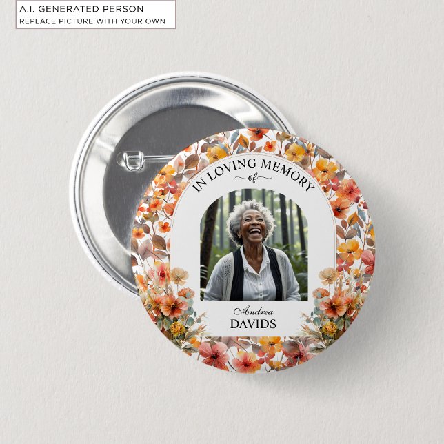 Celebration Of Life Floral Funeral Keepsake Button (Creator Uploaded)