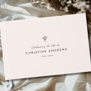Celebration of Life Floral Memorial Beige Mist Guest Book
