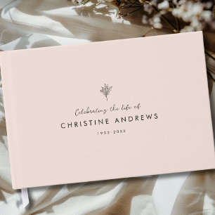 Celebration of Life Floral Memorial Blush Guest Book