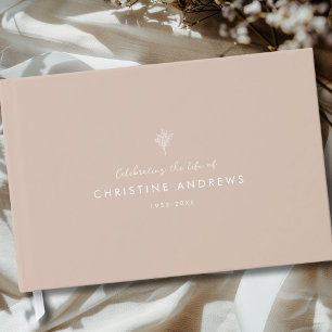 Celebration of Life Floral Memorial Brown Guest Book