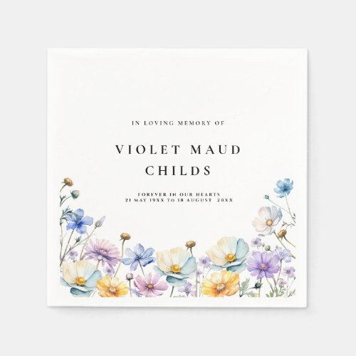 celebration of life floral memorial funeral napkins