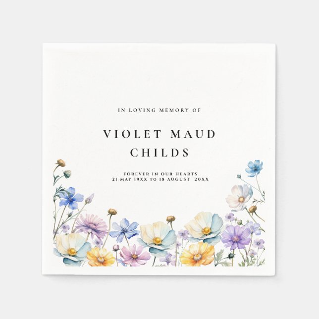 celebration of life floral memorial  funeral  napkins (Front)