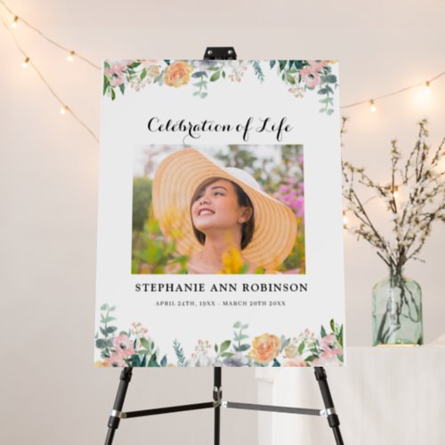 Celebration of Life Floral Memorial Welcome Sign