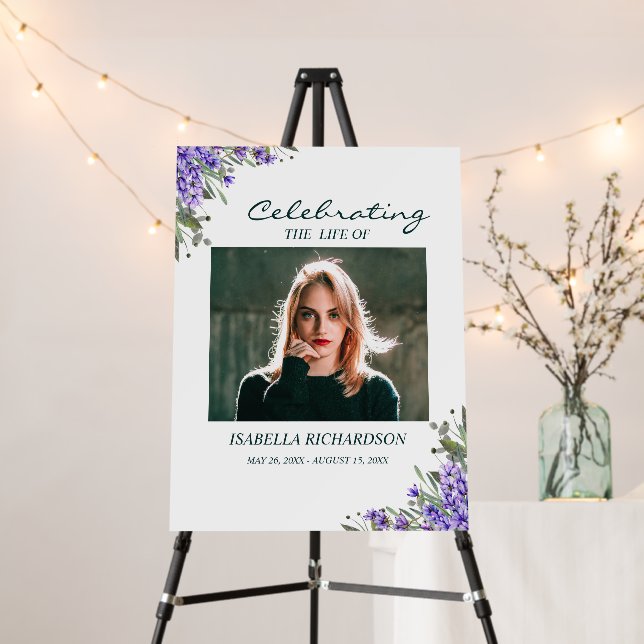 Celebration of Life Floral Photo Memorial Funeral Foam Board (In Situ (Stand))