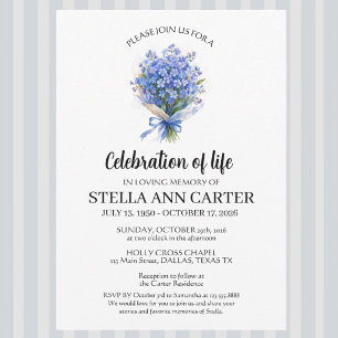 Celebration of Life Forget Me Not Floral Funeral Invitation
