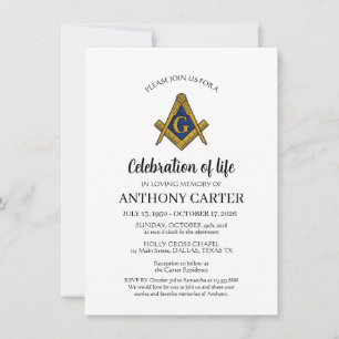 Celebration of Life Freemason Masonic Funeral Invitation
