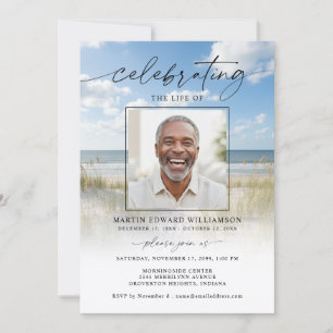 Celebration of Life Funeral Beach Photo Invitation