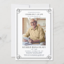 Celebration of Life Funeral Black White Photo Invitation | Zazzle