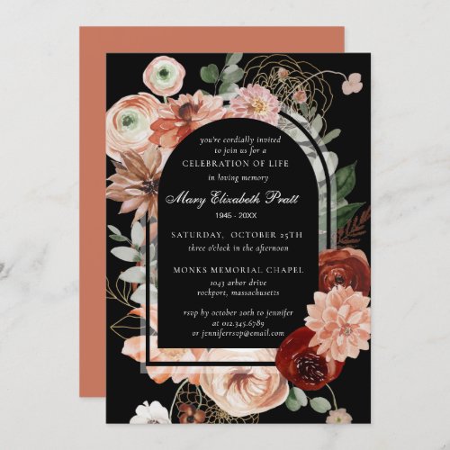 Celebration of Life Funeral Blush Pink Terracotta Invitation