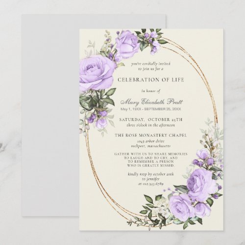 Celebration of Life Funeral Blush Purple Floral
