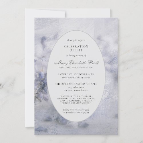 Celebration of Life Funeral Dusty Purple Floral  Invitation
