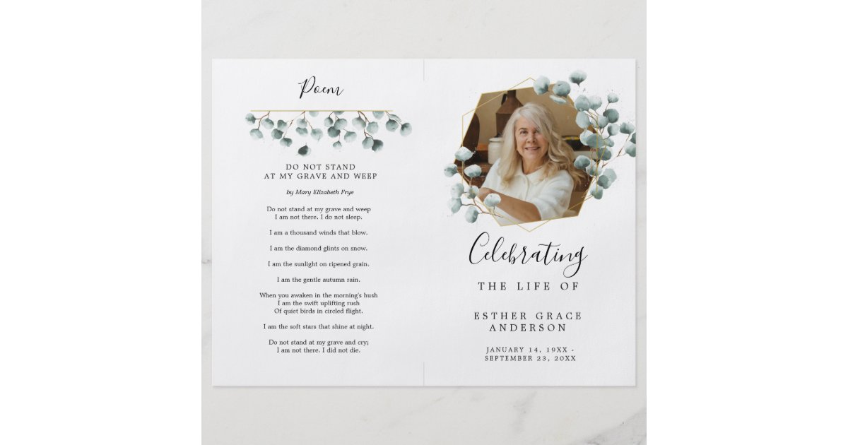 Celebration of Life Funeral Folded Program Flyer | Zazzle