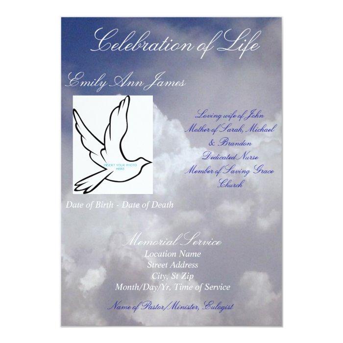 Celebration of Life Funeral Invitation/Program Card | Zazzle