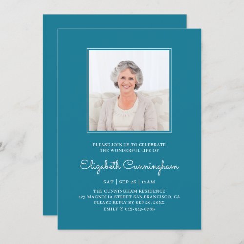 Celebration of Life Funeral Memorial Classic Photo Invitation