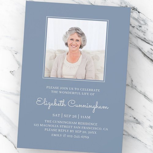 Celebration of Life Funeral Memorial Classic Photo Invitation