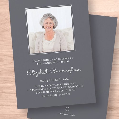 Celebration of Life Funeral Memorial Classic Photo Invitation