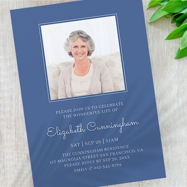Celebration of Life Funeral Memorial Classic Photo Invitation (Creator Uploaded)