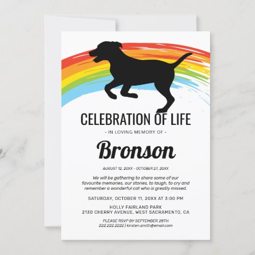 Celebration of Life  Funeral Memorial Dog Invitation