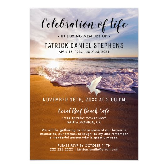 Celebration of Life Funeral Memorial Invitation Zazzle com