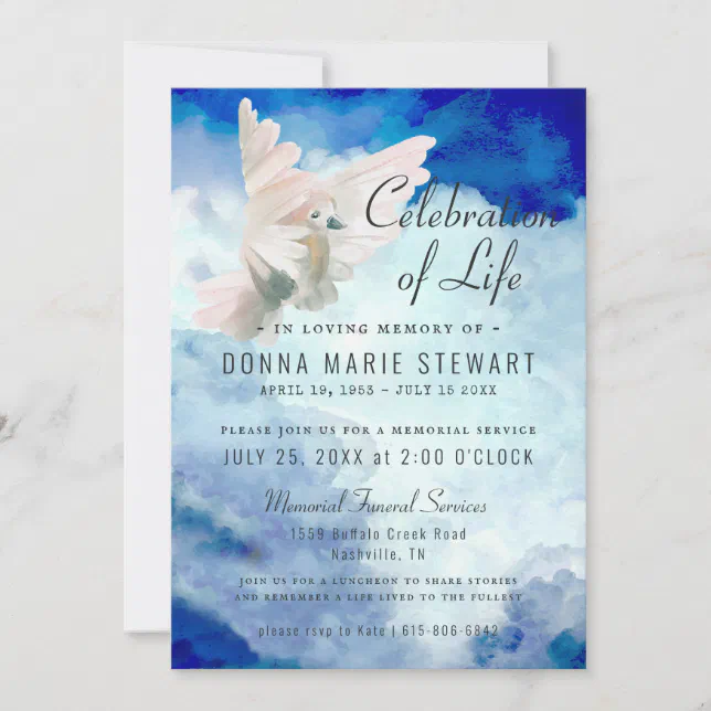 Celebration of Life Funeral Memorial Invitation Zazzle