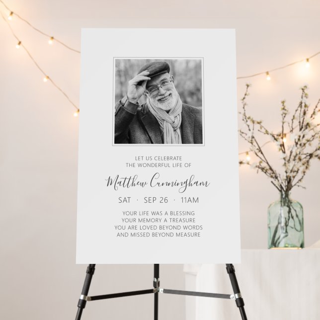 Celebration of Life Funeral Memorial Modern Photo Foam Board (In Situ (Stand))