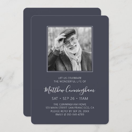 Celebration of Life Funeral Memorial Modern Photo Invitation