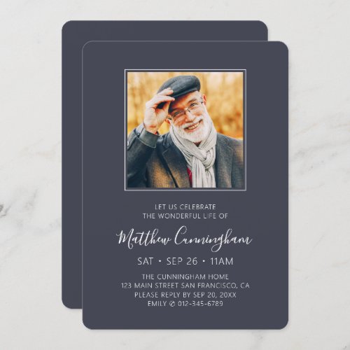 Celebration of Life Funeral Memorial Modern Photo Invitation