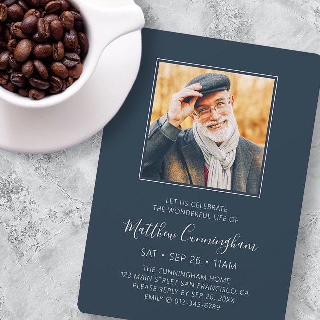 Celebration of Life Funeral Memorial Modern Photo Invitation (Creator Uploaded)