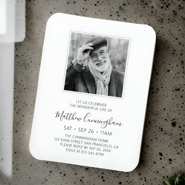 Celebration of Life Funeral Memorial Modern Photo Magnet (Creator Uploaded)