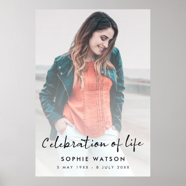 Celebration of Life Funeral Memorial Modern Photo Poster (Front)