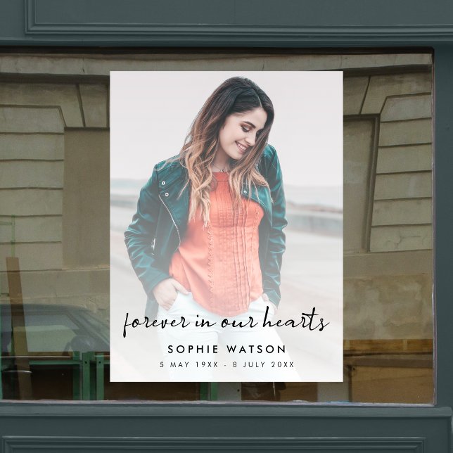 Celebration of Life Funeral Memorial Modern Photo  Window Cling (Creator Uploaded)