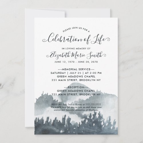 Celebration of Life Funeral Memorial Mountain Invitation