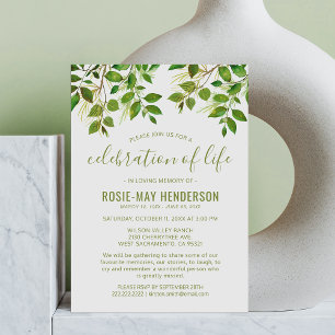 Celebration of Life Funeral Memorial Nature Invitation