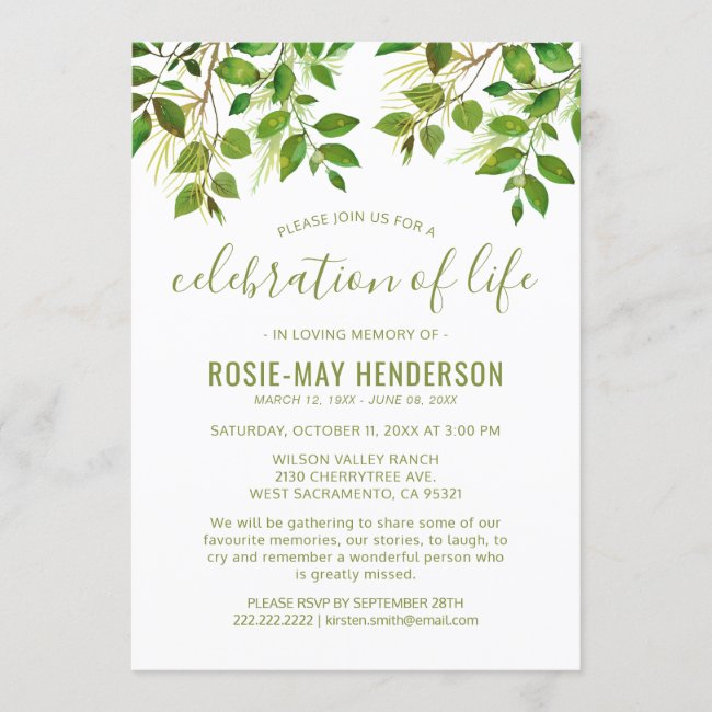 Celebration of Life | Funeral Memorial Nature Invitation