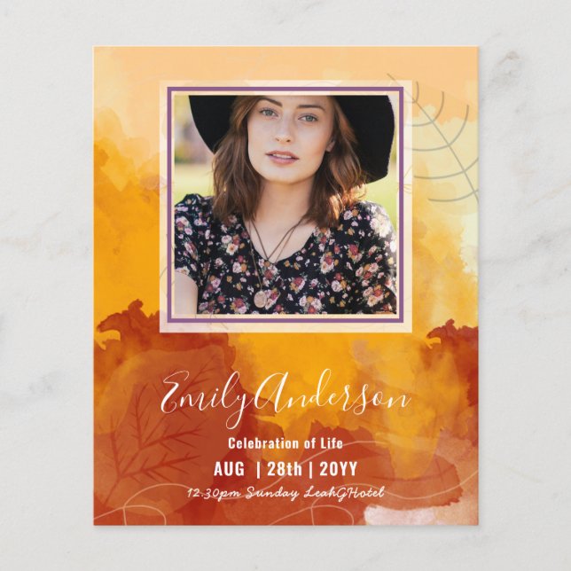 CELEBRATION OF LIFE Funeral Memorial PHOTO Budget (Front)