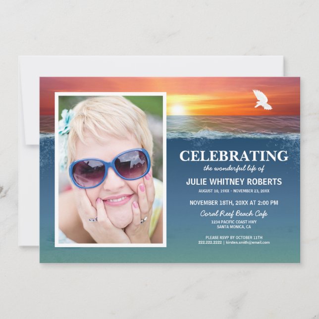 Celebration of Life | Funeral Memorial Photo Invitation (Front)