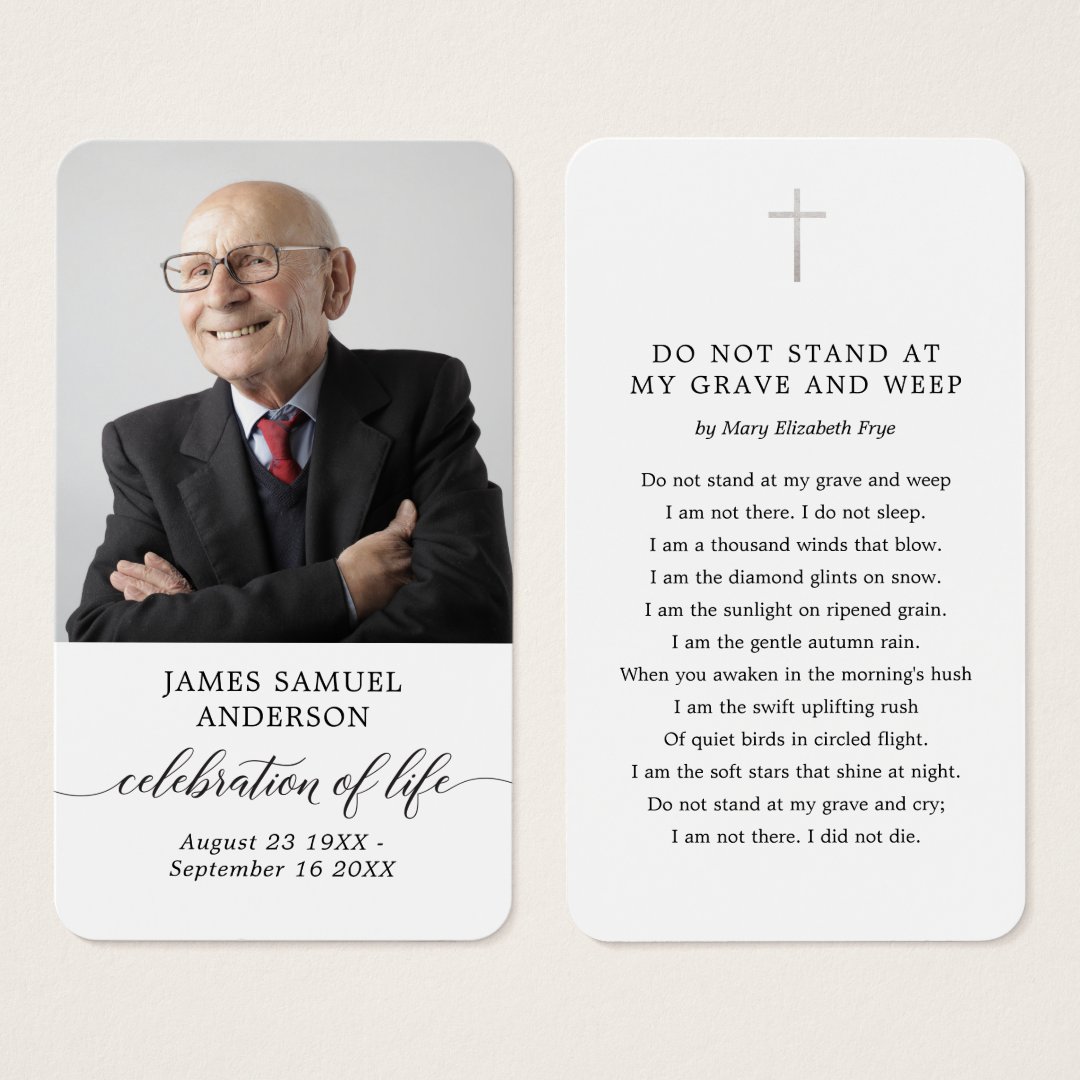 Celebration of Life Funeral Memorial Poem Card | Zazzle