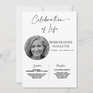 Celebration of Life Funeral Memorial Service Invitation
