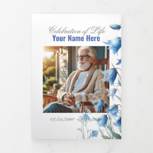 Celebration of Life Funeral Memorial Service Tri-Fold Announcement