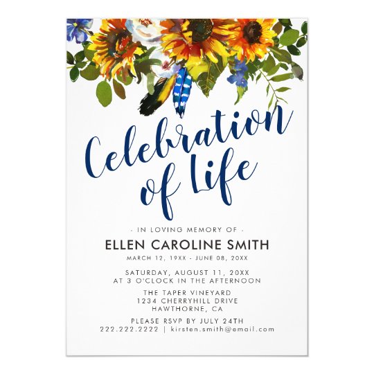 Celebration of Life Funeral Memorial Sunflowers