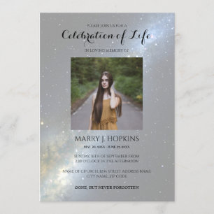 Celebration of Life Funeral Night Sky Photo Invitation