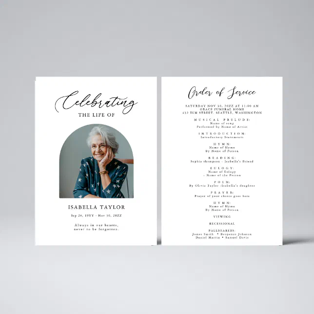 Celebration of Life Funeral Order of Service Photo Program | Zazzle