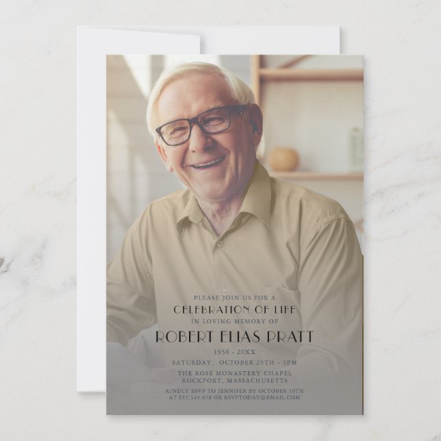 Celebration of Life Funeral Personalized Photo Invitation (Front)