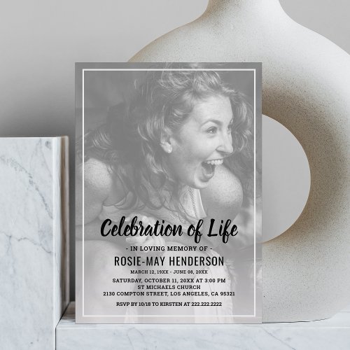 Celebration of Life  Funeral Personalized Photo Invitation