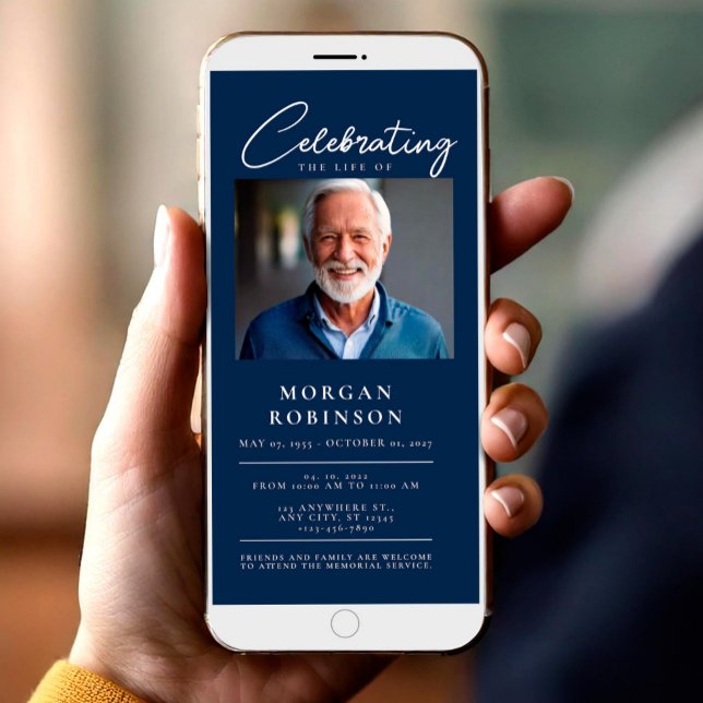 Celebration of Life Funeral Phone Invitation (Digital Funeral Invitation, Celebration of Life Phone Invitation,Electronic In Loving Memory)
