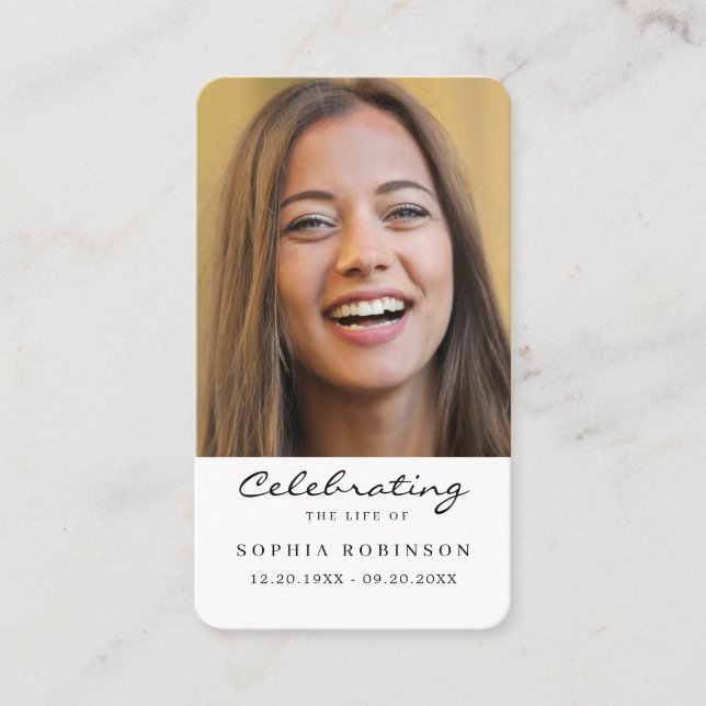 Celebration of Life Funeral Photo Prayer Card (Front)