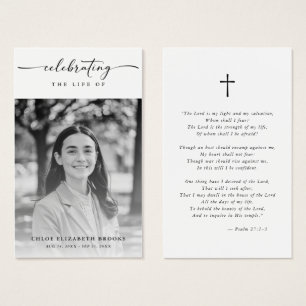 Celebration of Life Funeral Photo Prayer Card